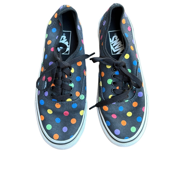 Van Women’s Size 6 Classic Black Polka Dot Slim Low Top Shoes - Picture 1 of 8